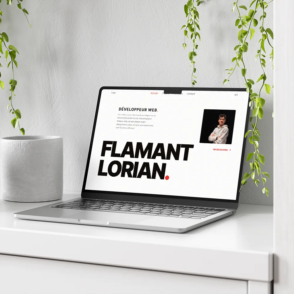 Simulation du portfolio de Lorian Flamant sur Macbook gris clair